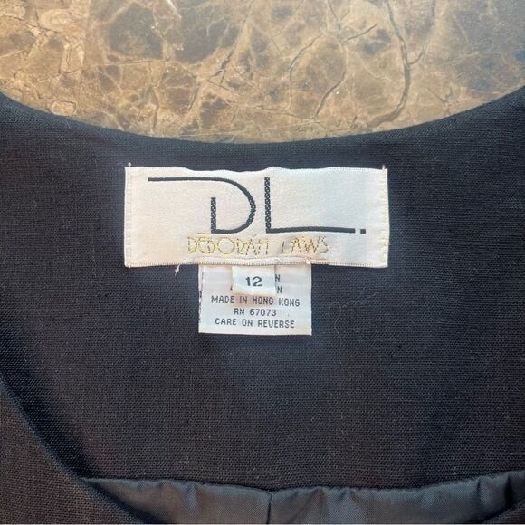 Vtg DL DEBORAH LAWS Womens Black Safari Print Linen Blend Dress - Picture 5 of 7